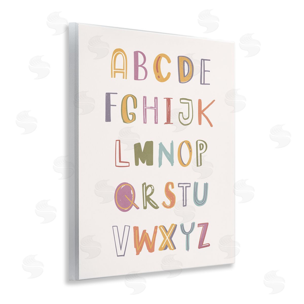 Nataly White Soft Doodle Alphabet Wooden Wall Plaque Art Print