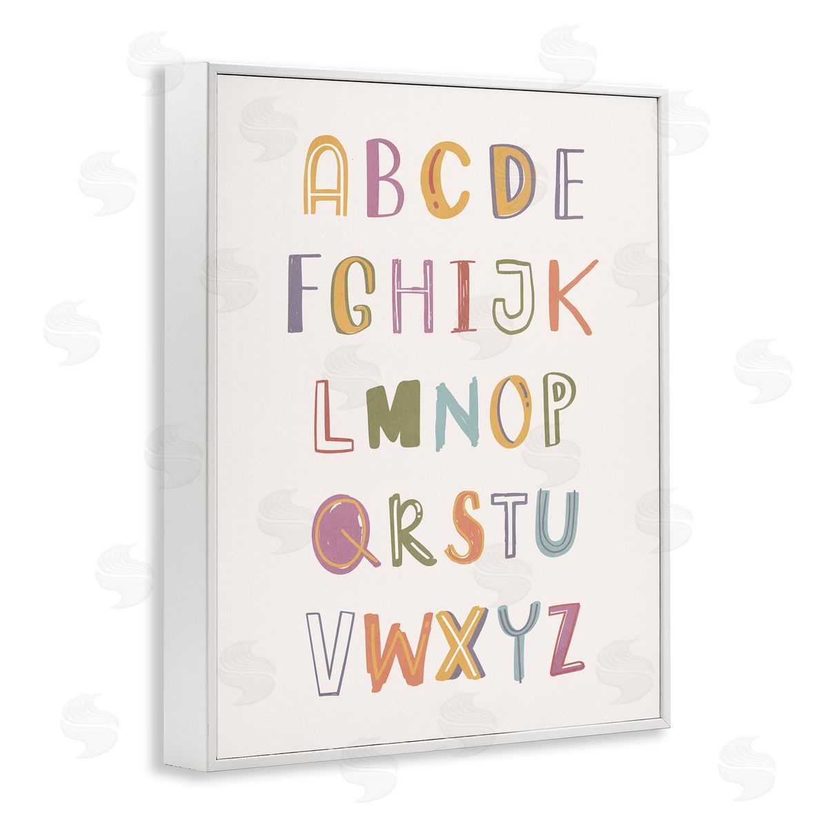 Nataly White Soft Doodle Alphabet White Framed Giclee Wall Art Print