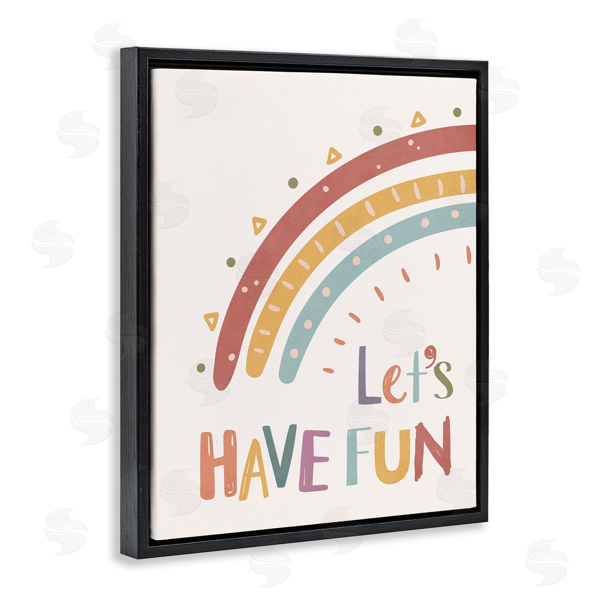 Nataly White Let's Have Fun Rainbow Black Floating Frame Canvas Wall Art Print
