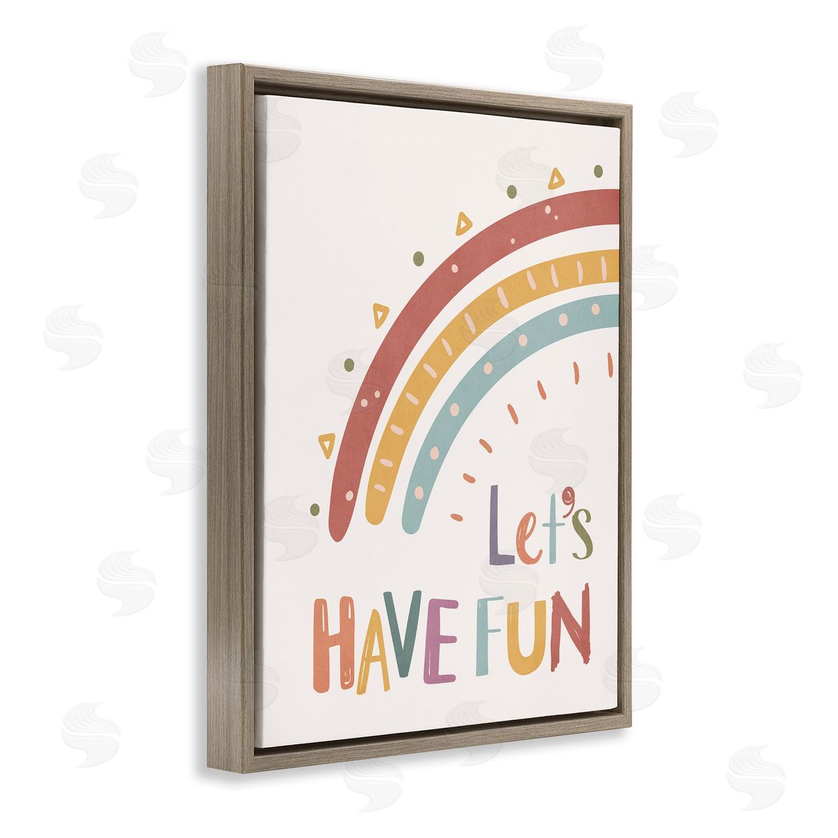 Nataly White Let's Have Fun Rainbow Brown Floating Frame Canvas Wall Art Print