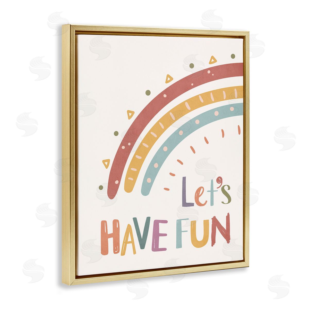 Nataly White Let's Have Fun Rainbow Gold Floating Frame Canvas Wall Art Print