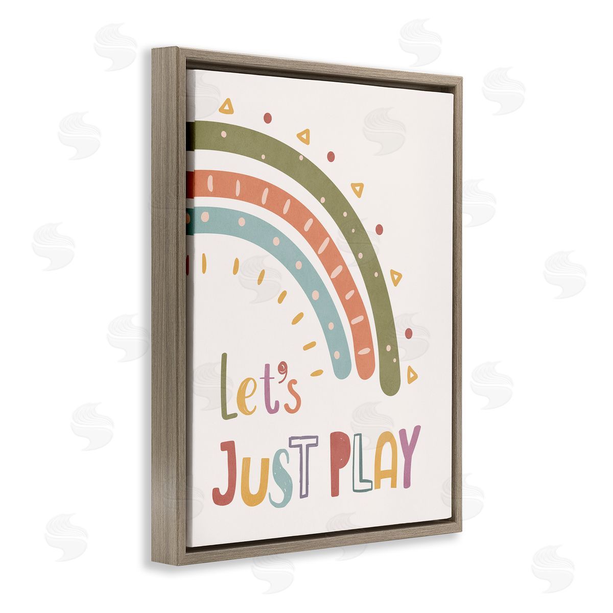 Nataly White Let's Just Play Rainbow Brown Floating Frame Canvas Wall Art Print