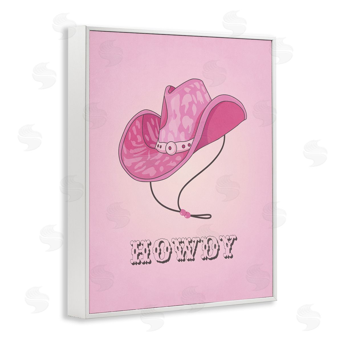 Nataly White Howdy Pink Cowgirl Hat White Framed Giclee Wall Art Print