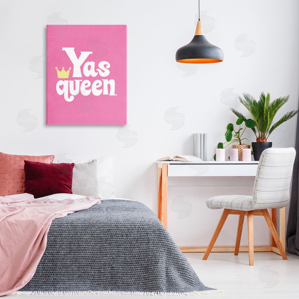 Nataly White Yas Queen with Crown Canvas Wall Art Print in Room