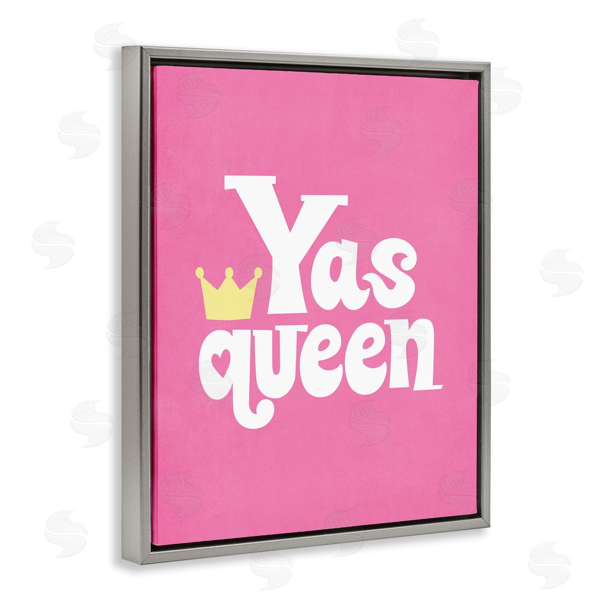 Nataly White Yas Queen with Crown Gray Floating Frame Canvas Wall Art Print