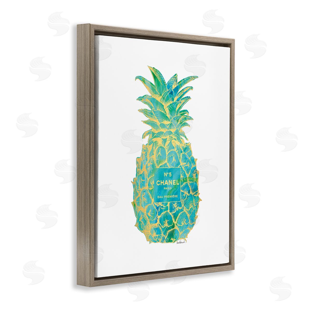 Amanda Greenwood Green Glam Brand Pineapple Brown Floating Frame Canvas Wall Art Print