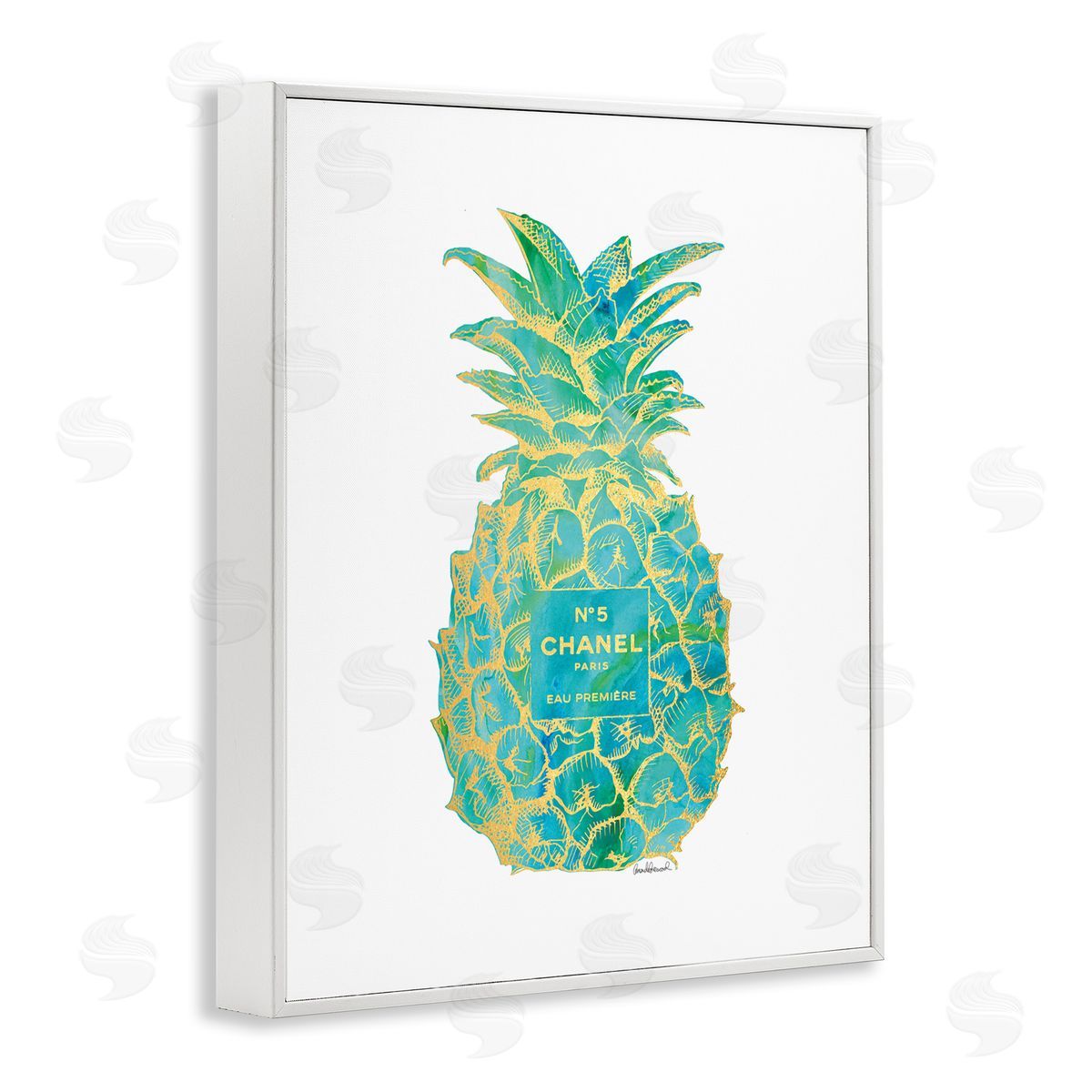 Amanda Greenwood Green Glam Brand Pineapple White Framed Giclee Wall Art Print