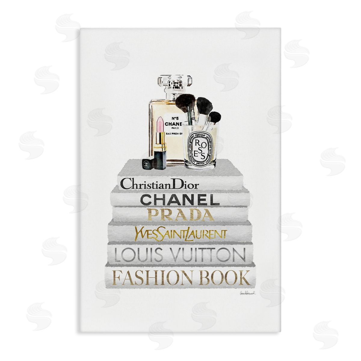 Amanda Greenwood Neat Bookstack with Makeup Canvas Wall Art Print