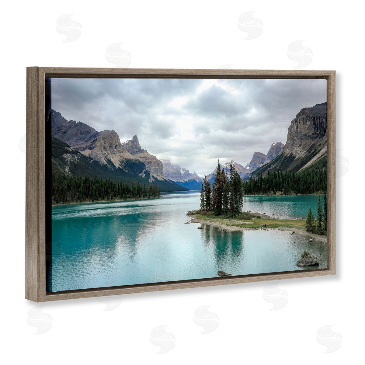 Dan Sproul Peninsula Vast Lake View Brown Floating Frame Canvas Wall Art Print