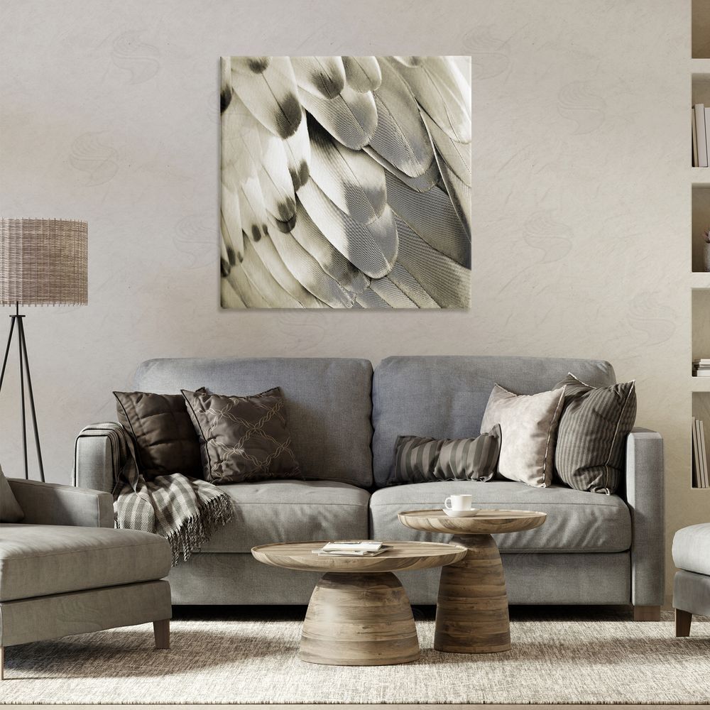 Julia Bosco Sleek Wing Feathers Canvas Wall Art Print in Room