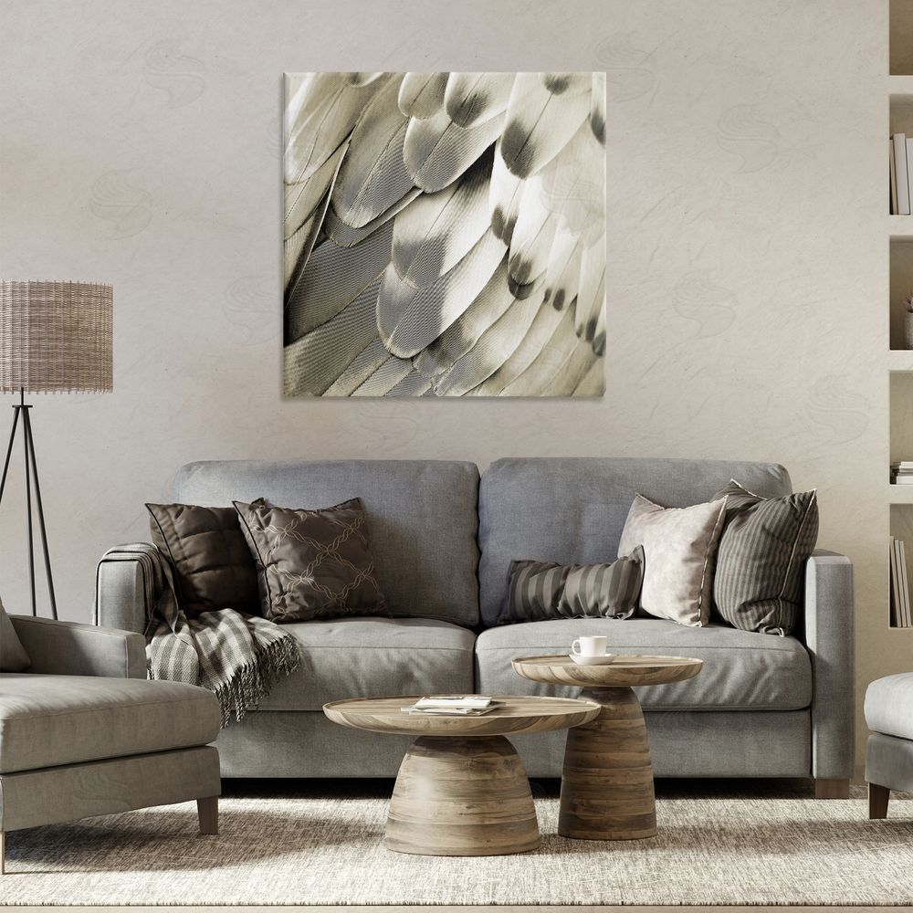 Julia Bosco Sleek Feathers Close Up Canvas Wall Art Print in Room