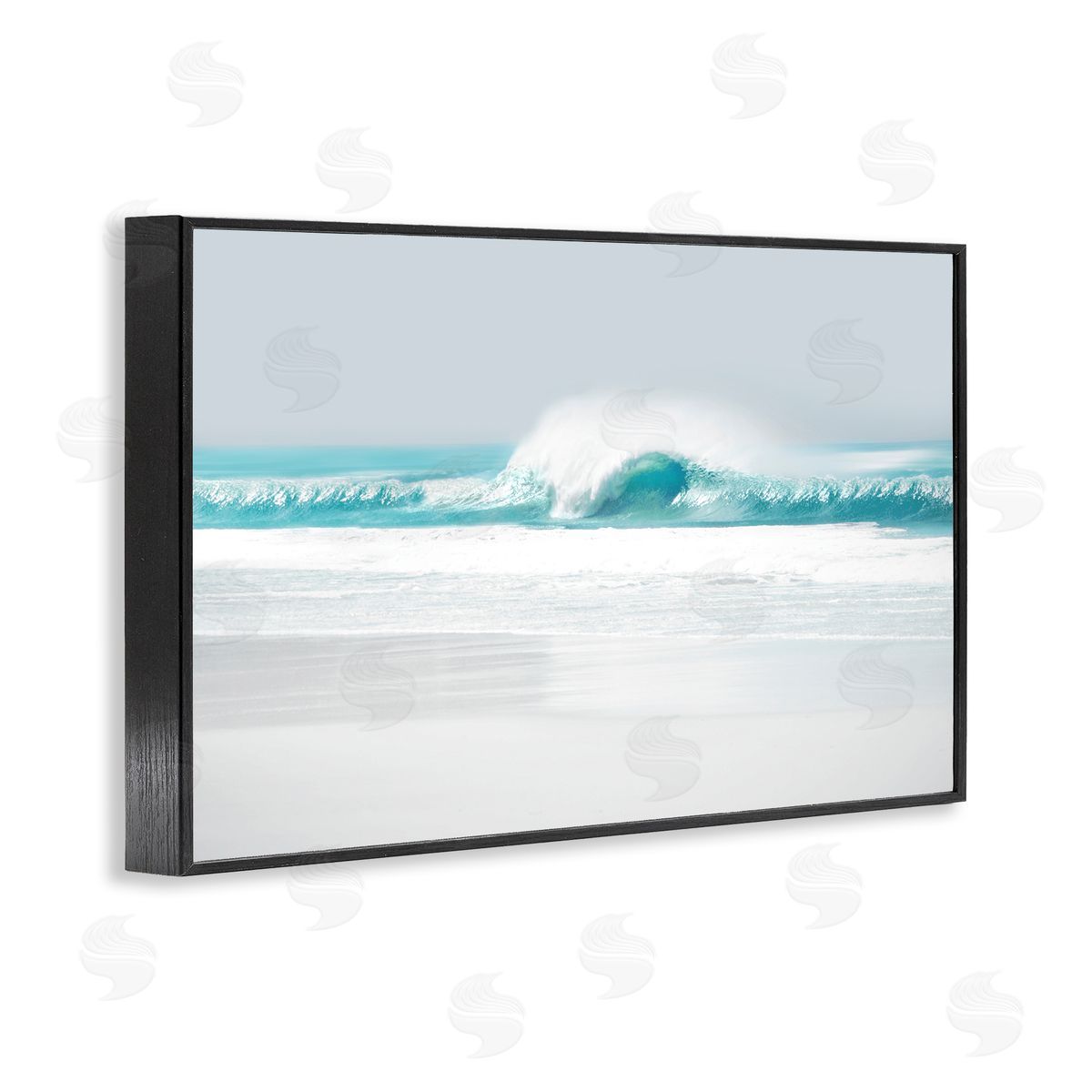 Maggie Olsen Rolling Aqua Waves Black Framed Giclee Wall Art Print