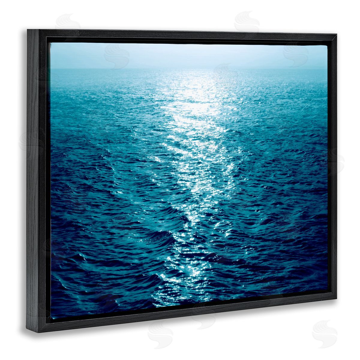 Maggie Olsen Sun Reflected Ocean Ripples Black Floating Frame Canvas Wall Art Print