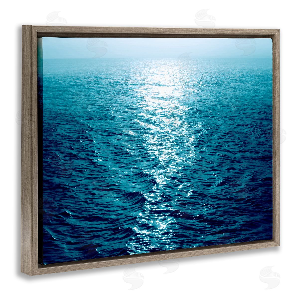Maggie Olsen Sun Reflected Ocean Ripples Brown Floating Frame Canvas Wall Art Print