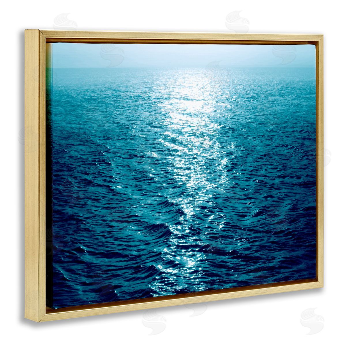 Maggie Olsen Sun Reflected Ocean Ripples Gold Floating Frame Canvas Wall Art Print