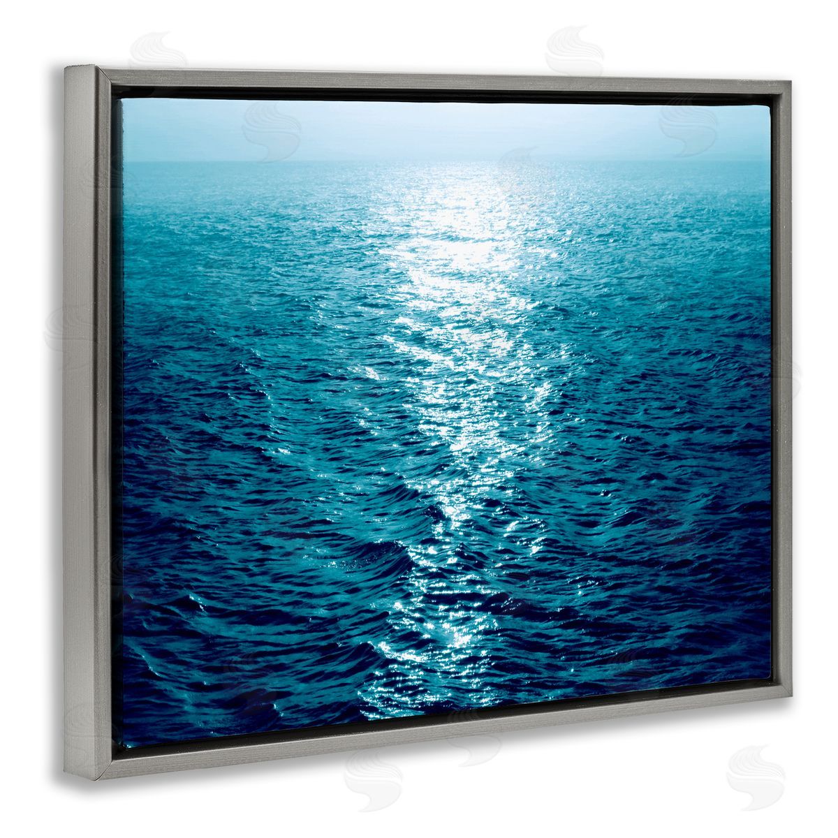 Maggie Olsen Sun Reflected Ocean Ripples Gray Floating Frame Canvas Wall Art Print