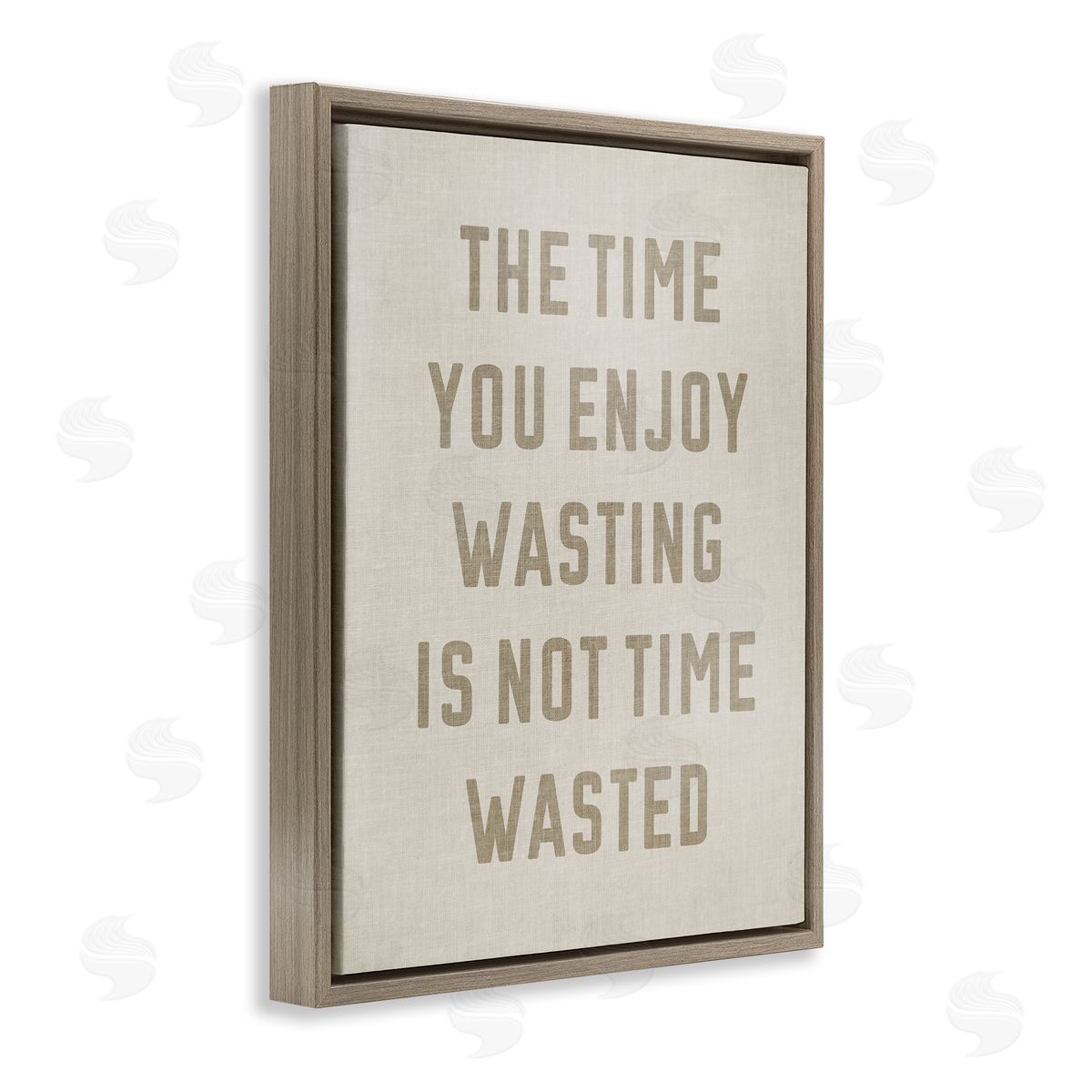 Stupell Studio Not Time Wasted Phrase Brown Floating Frame Canvas Wall Art Print