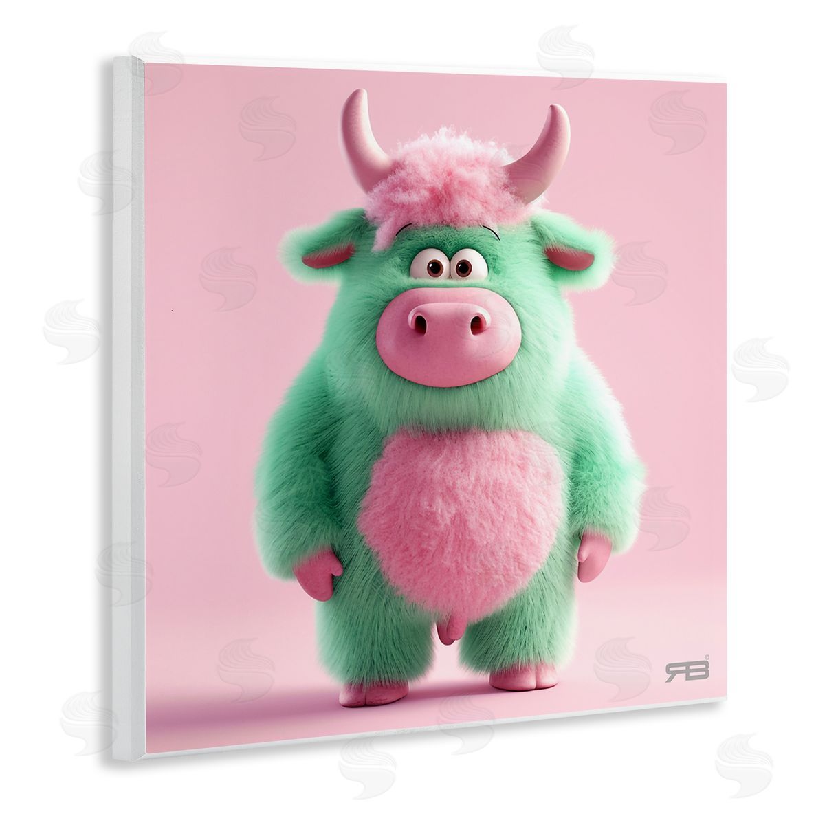 RB Silly Green Cow Wooden Wall Plaque Art Print