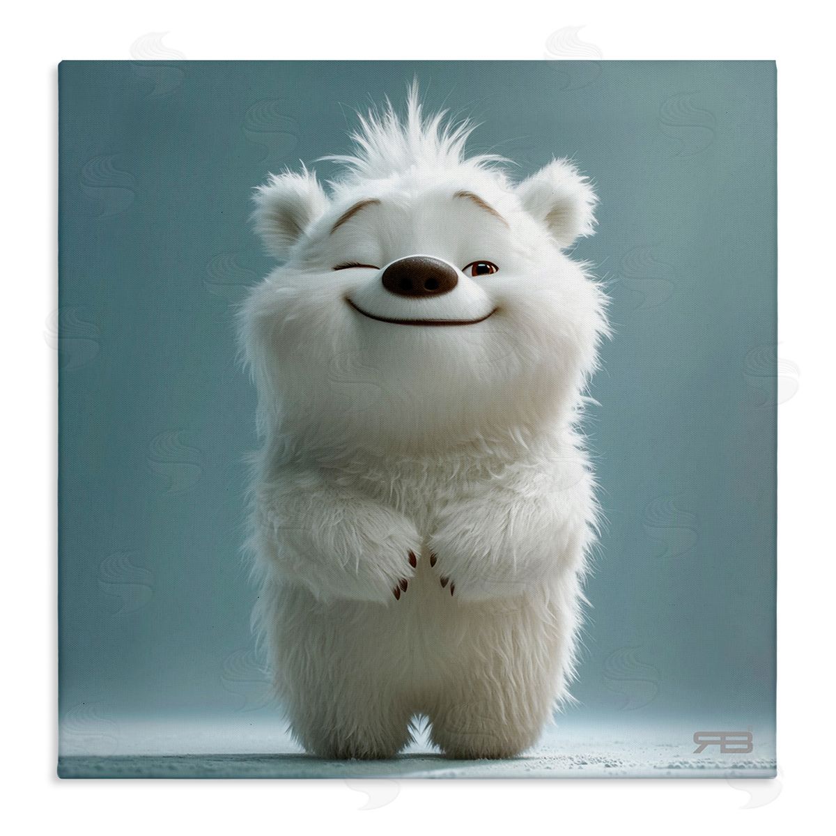 RB Smiling Polar Bear Cub Canvas Wall Art Print