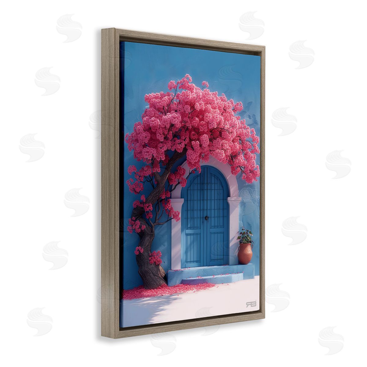 RB Tree Circling Doorway Brown Floating Frame Canvas Wall Art Print