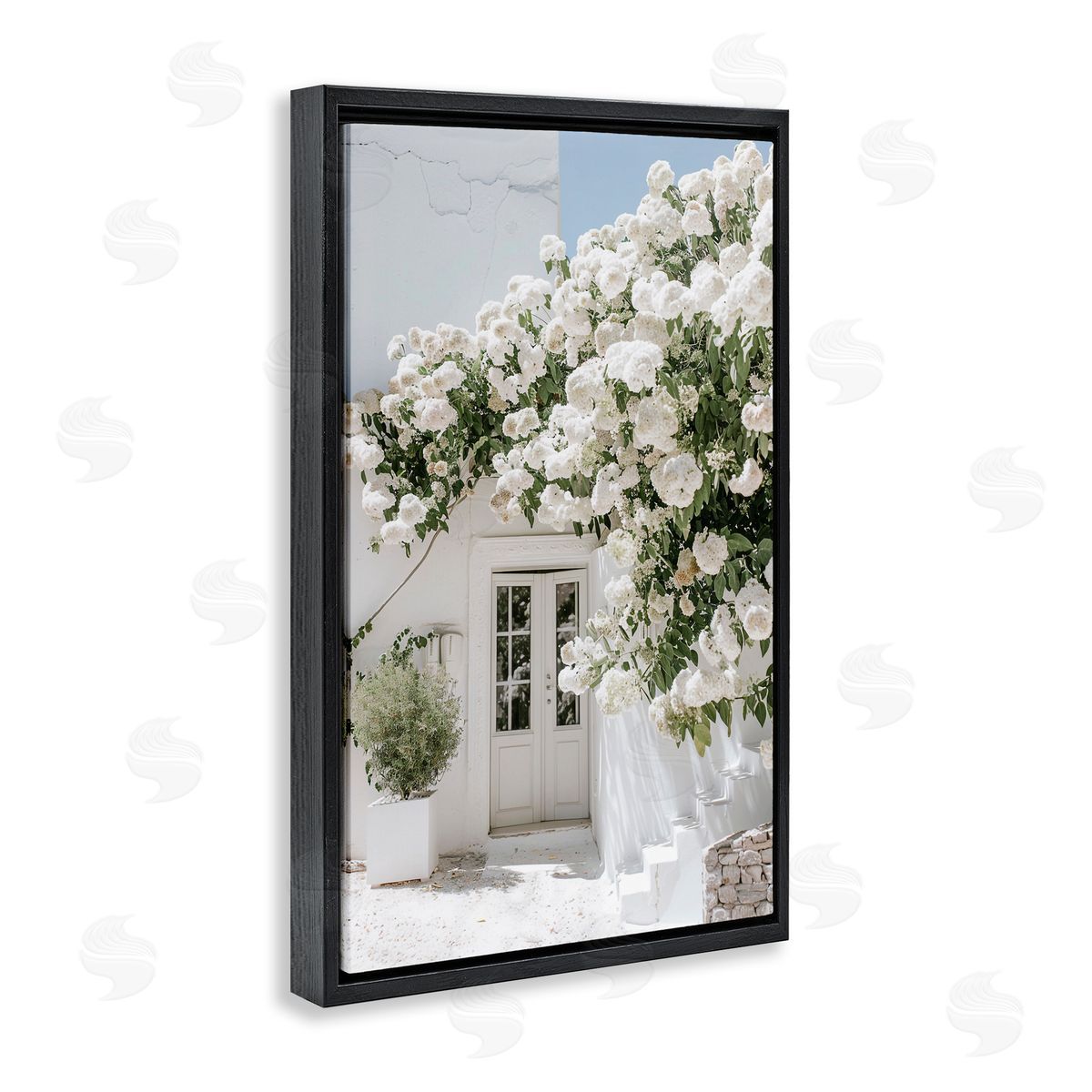 RB White Architecture Garden Black Floating Frame Canvas Wall Art Print