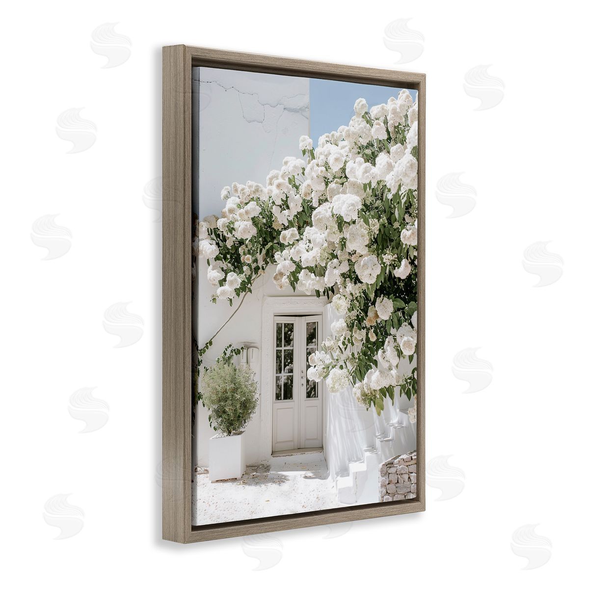 RB White Architecture Garden Brown Floating Frame Canvas Wall Art Print