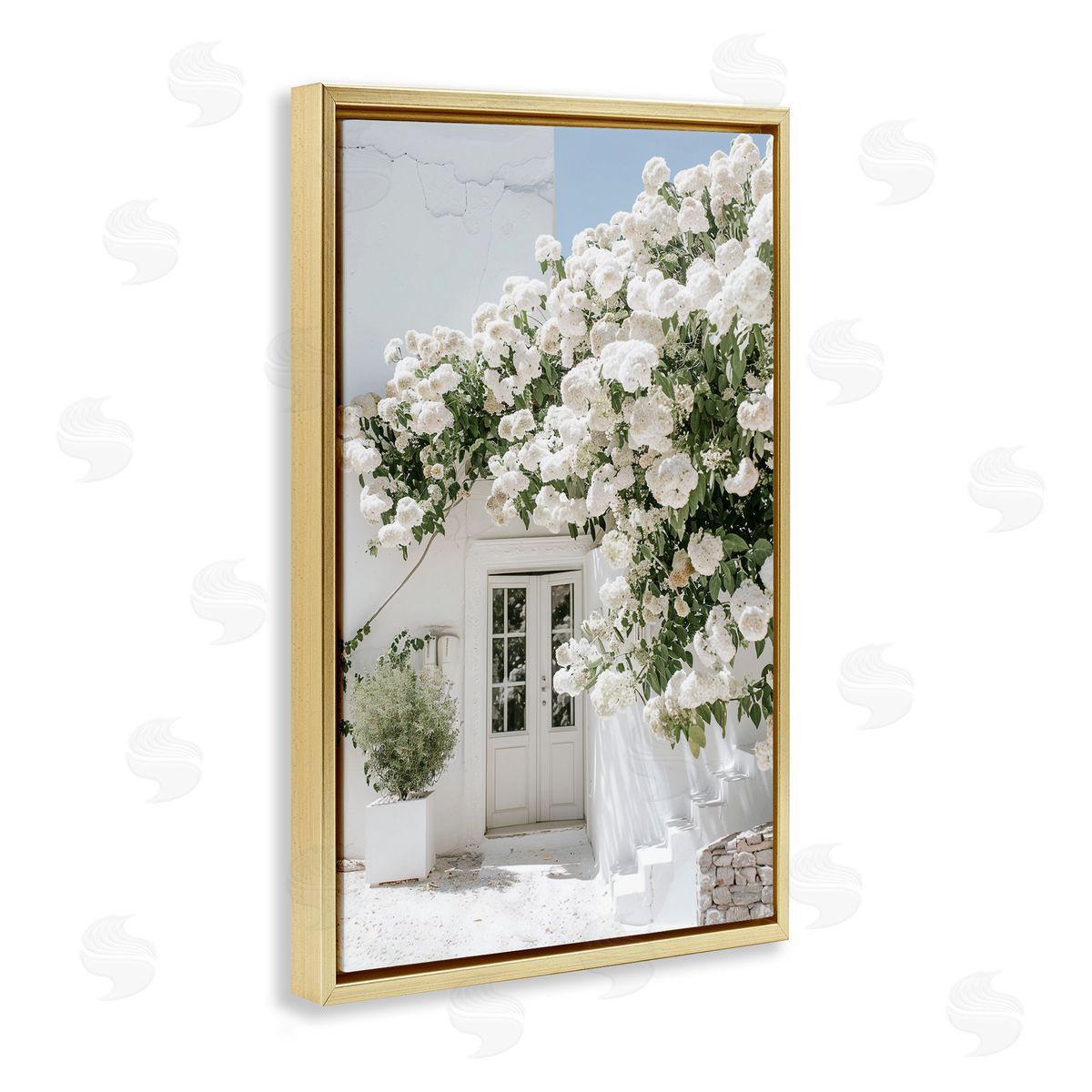 RB White Architecture Garden Gold Floating Frame Canvas Wall Art Print