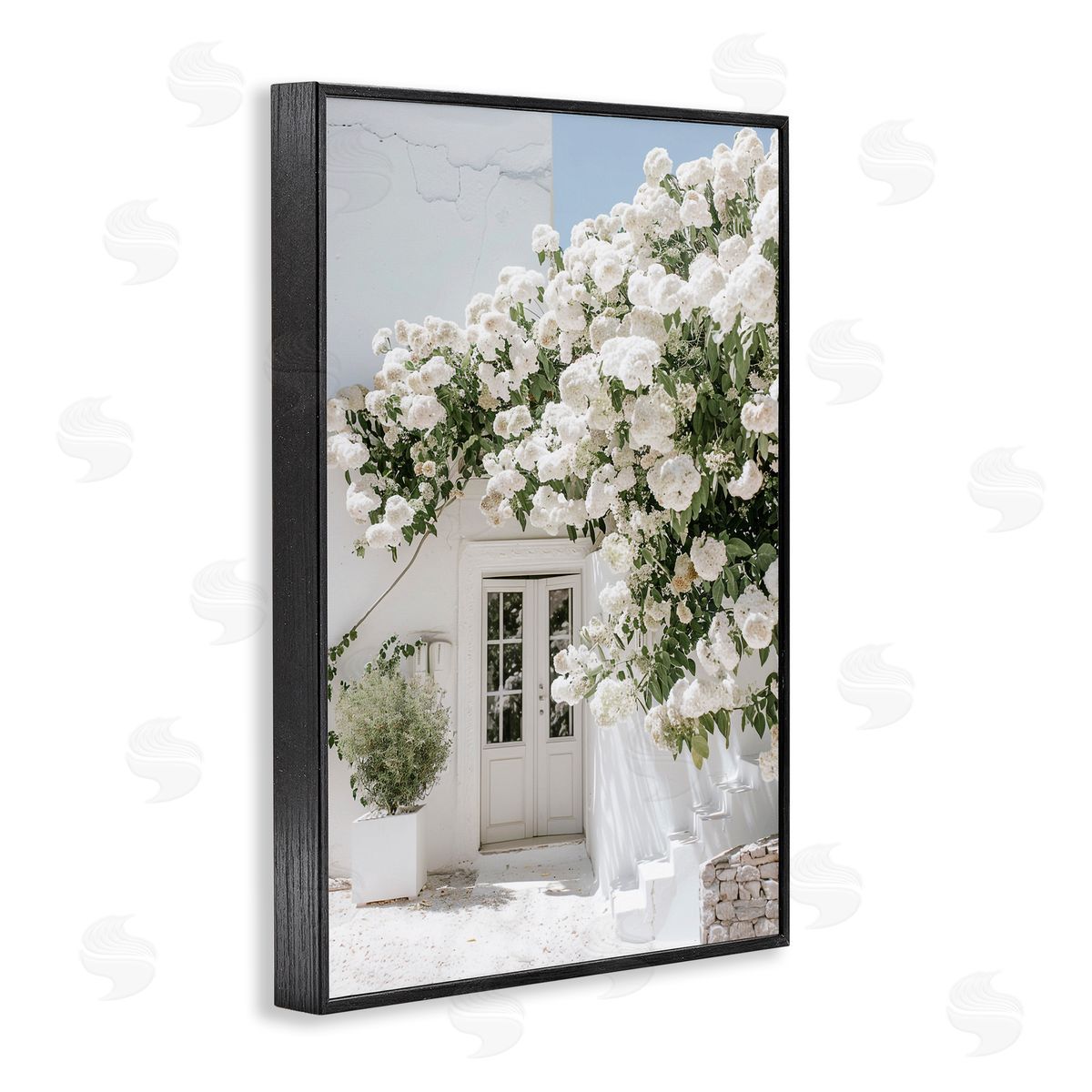 RB White Architecture Garden Black Framed Giclee Wall Art Print
