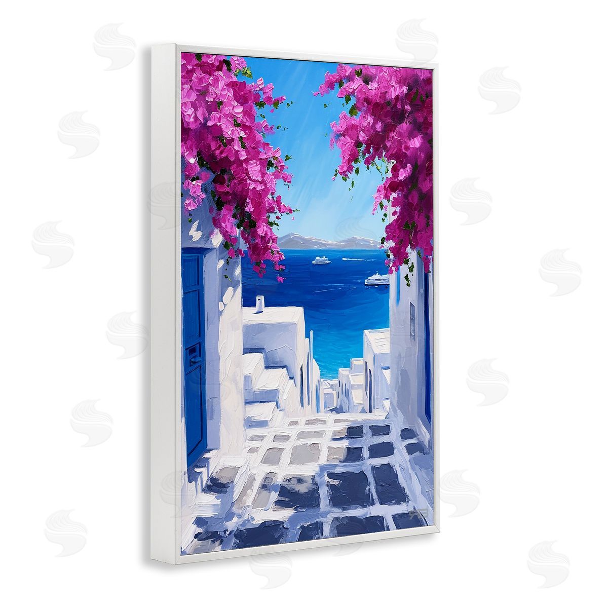 RB Coastal Architecture Town White Framed Giclee Wall Art Print