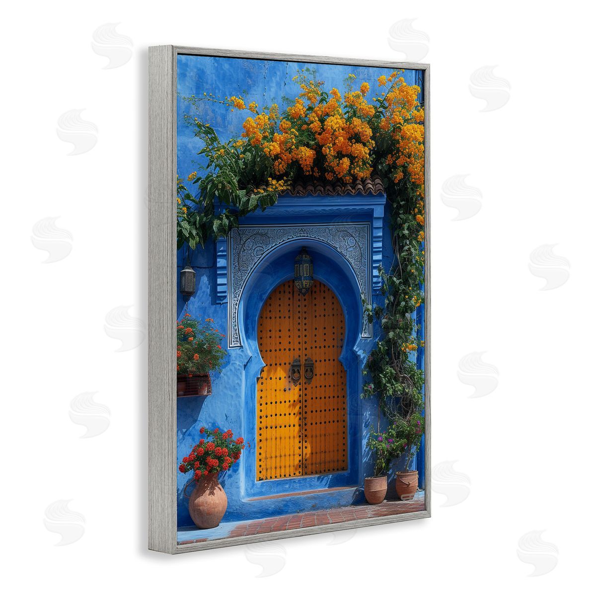 RB Blue & Orange Architecture Gray Framed Giclee Wall Art Print