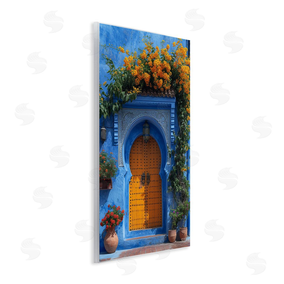 RB Blue & Orange Architecture Wooden Wall Plaque Art Print