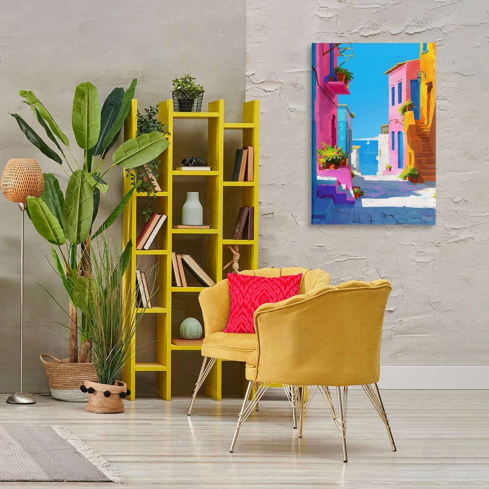RB Coastal Town Buildings Canvas Wall Art Print in Room