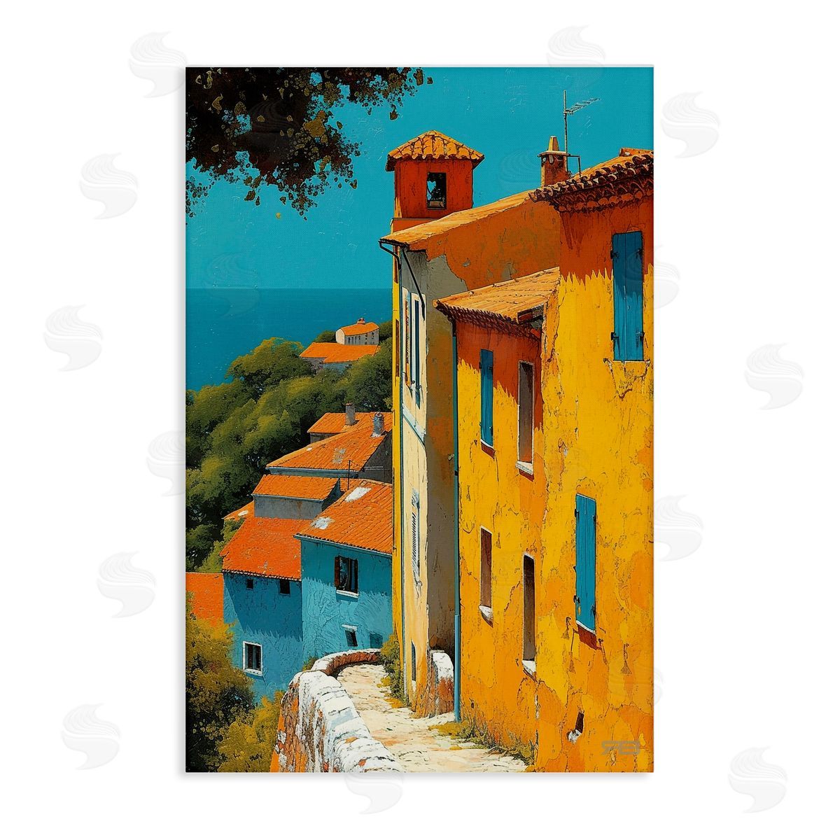 RB Tall Buildings by Sea Canvas Wall Art Print