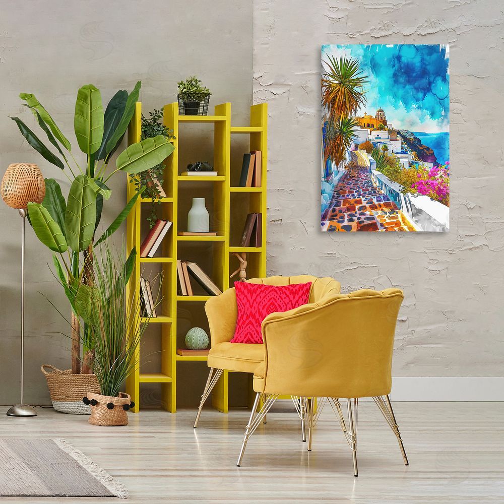 RB Tropical Coastal Town Canvas Wall Art Print in Room