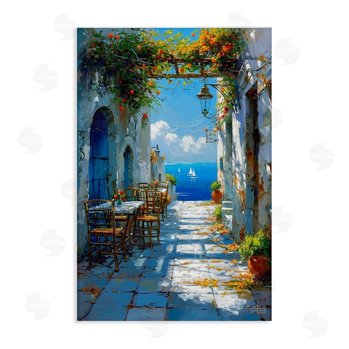 RB Quaint Alley by Sea Canvas Wall Art Print