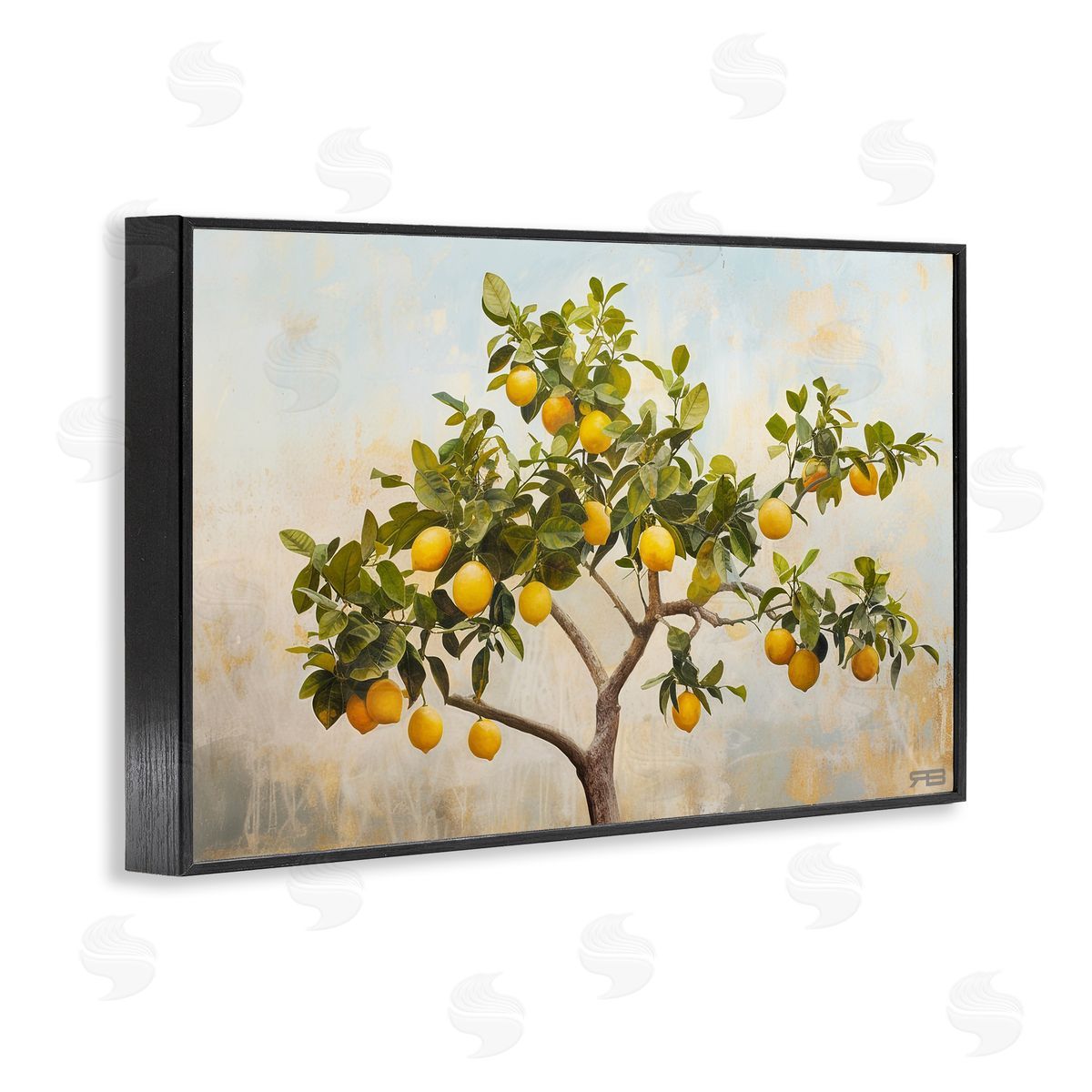 RB Lemon Tree Branches Black Framed Giclee Wall Art Print