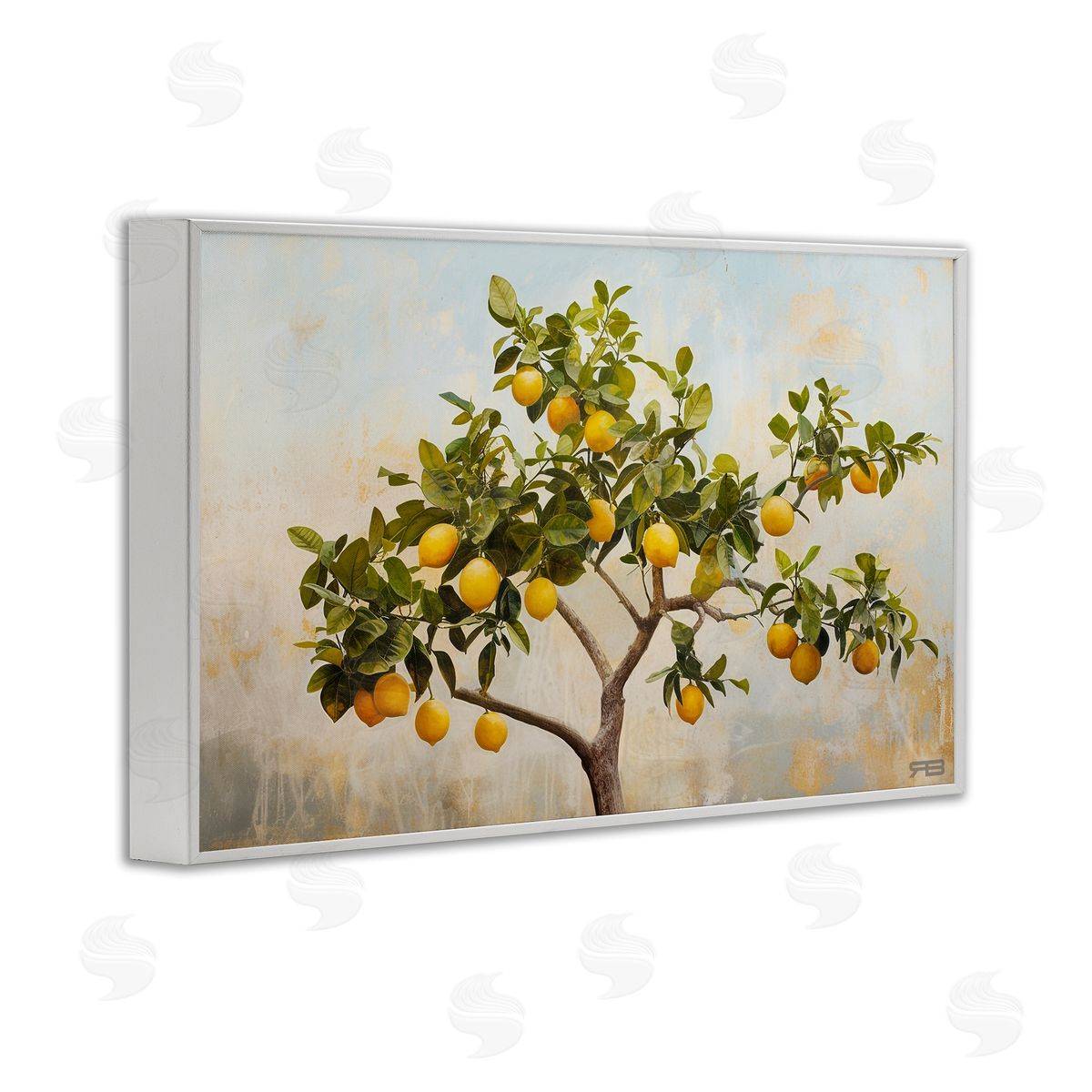 RB Lemon Tree Branches White Framed Giclee Wall Art Print