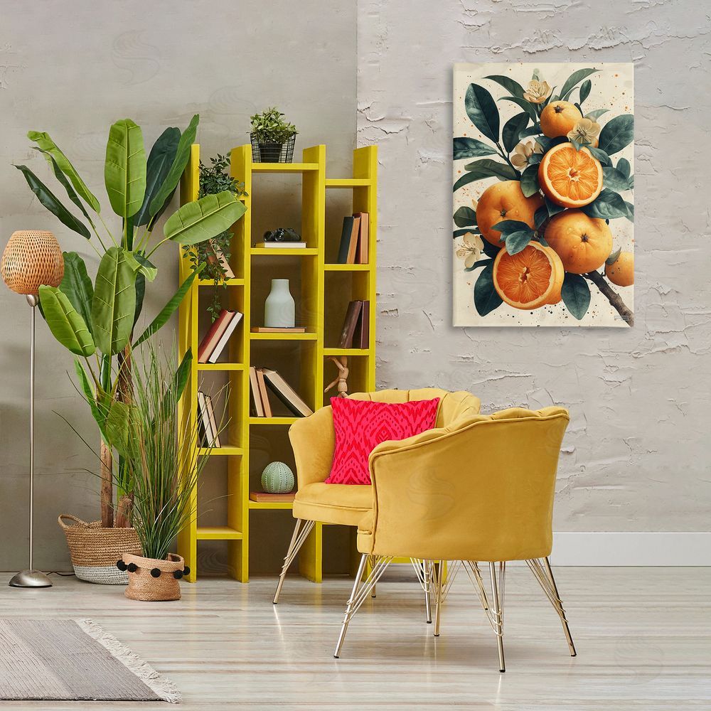 RB Vibrant Citrus Branch Canvas Wall Art Print in Room