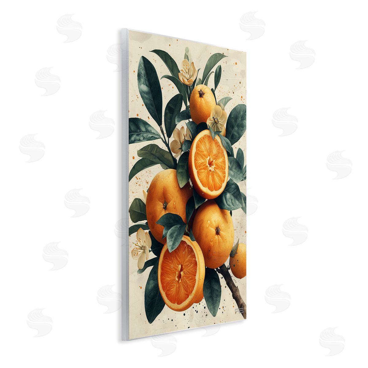 RB Vibrant Citrus Branch Wooden Wall Plaque Art Print
