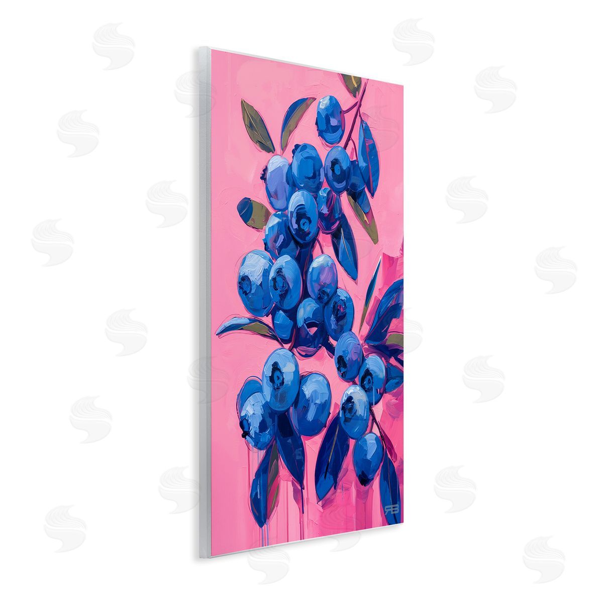 RB Vibrant Blueberries on Pink Wooden Wall Plaque Art Print