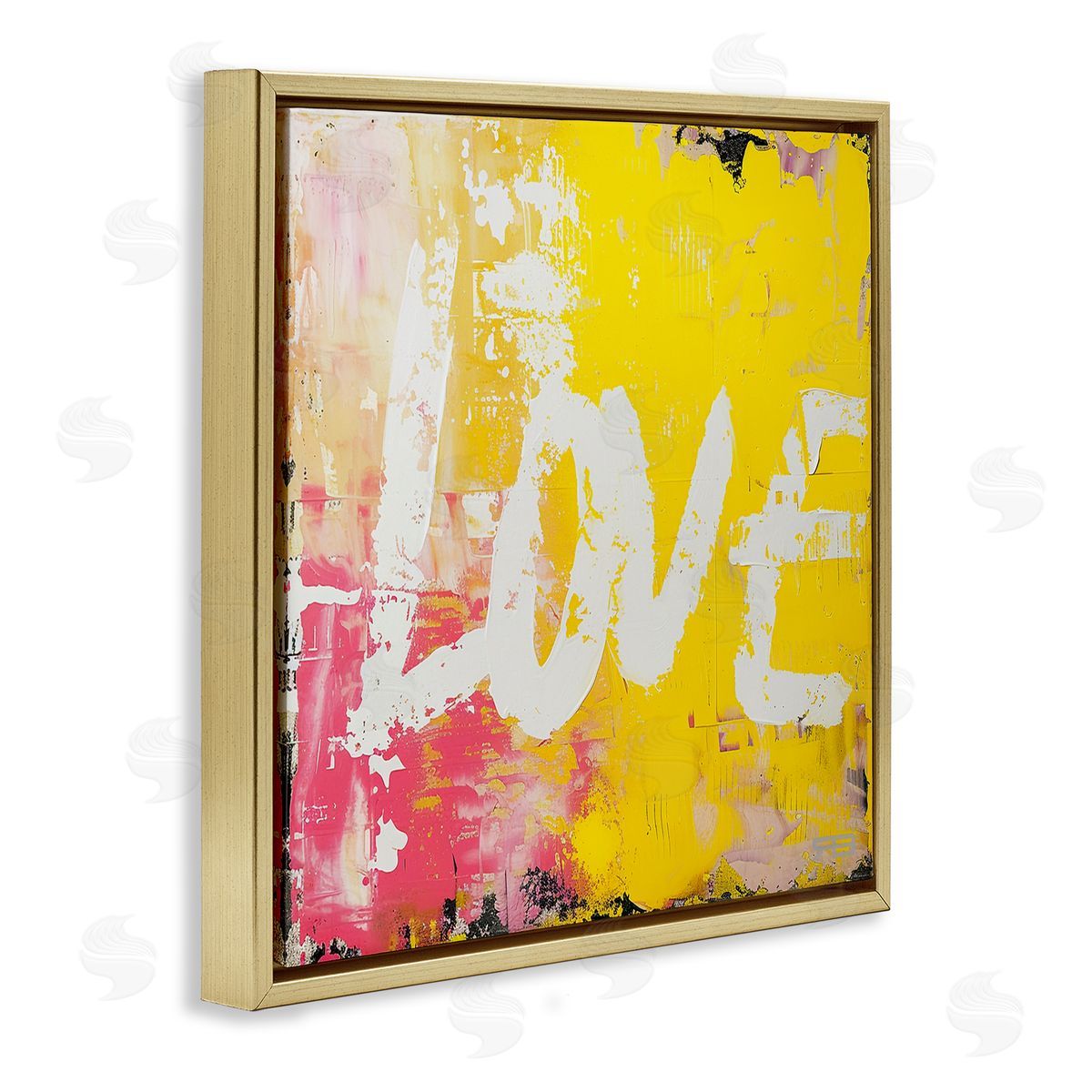 RB Urban Love Paint Style Gold Floating Frame Canvas Wall Art Print