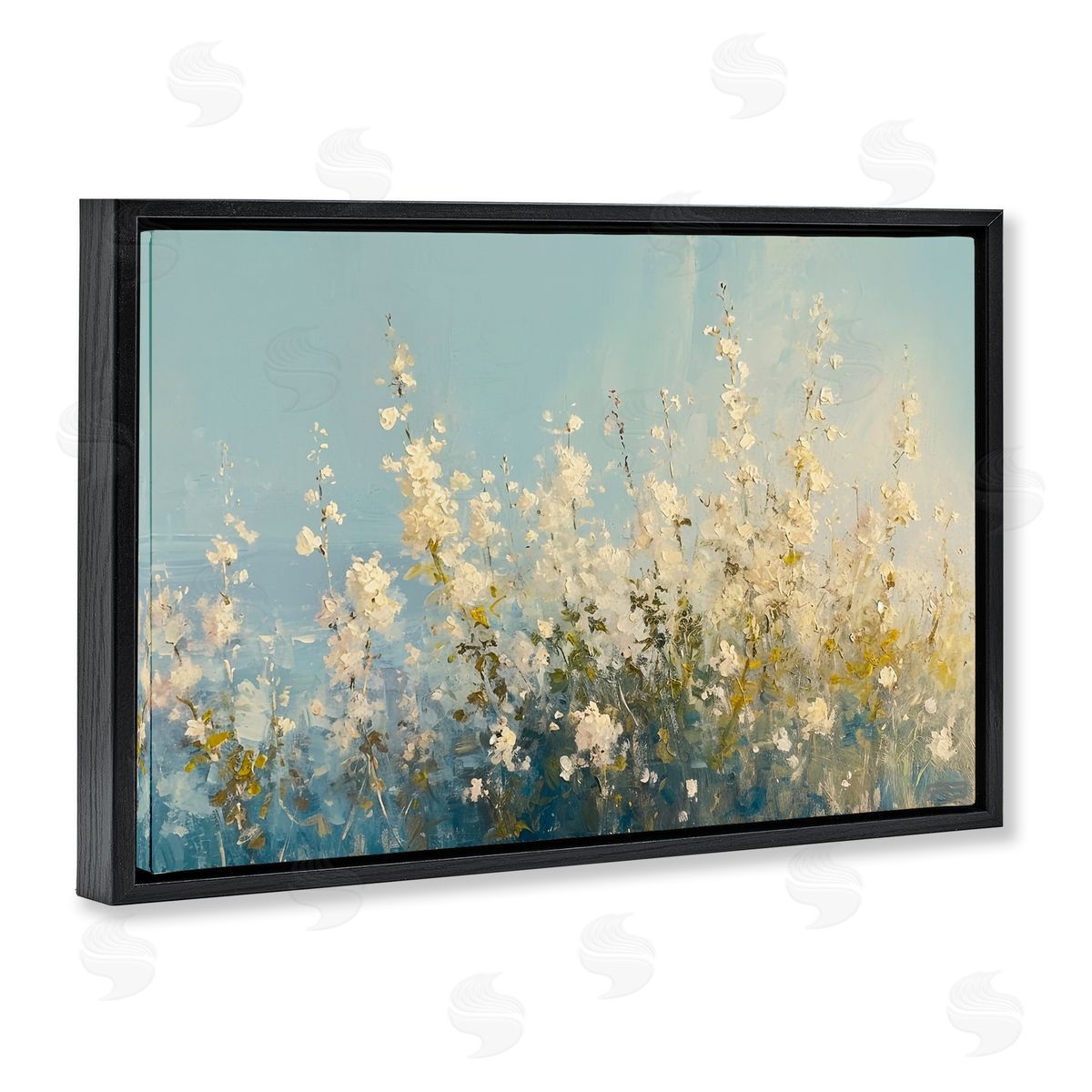 RB Blooming Spring Garden Black Floating Frame Canvas Wall Art Print