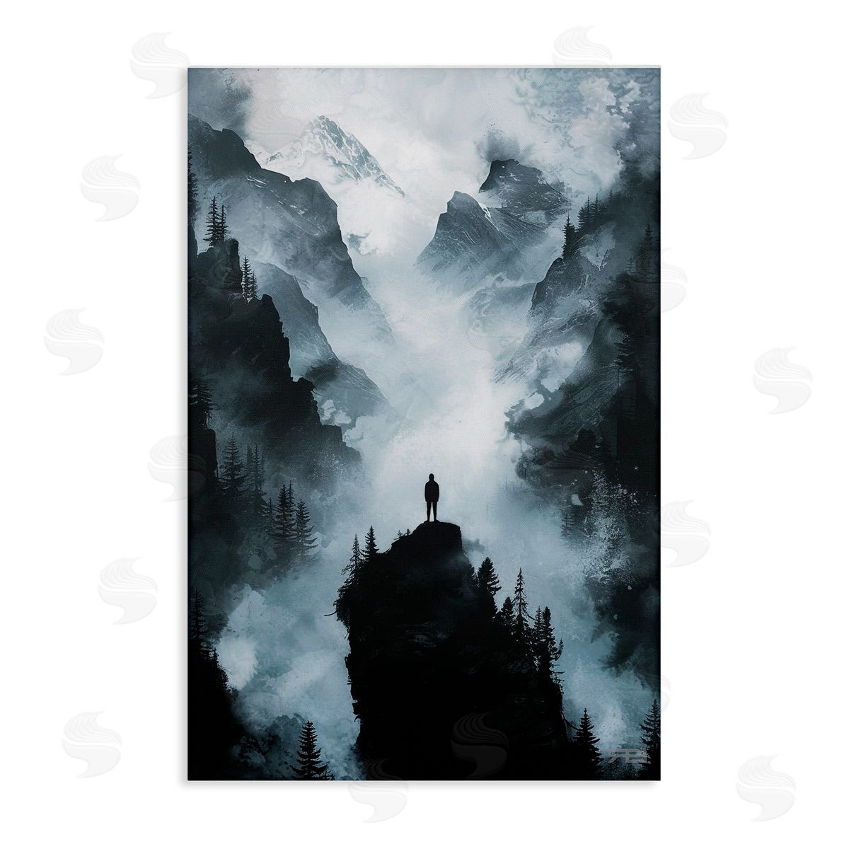 RB Man on Intense Cliff Canvas Wall Art Print