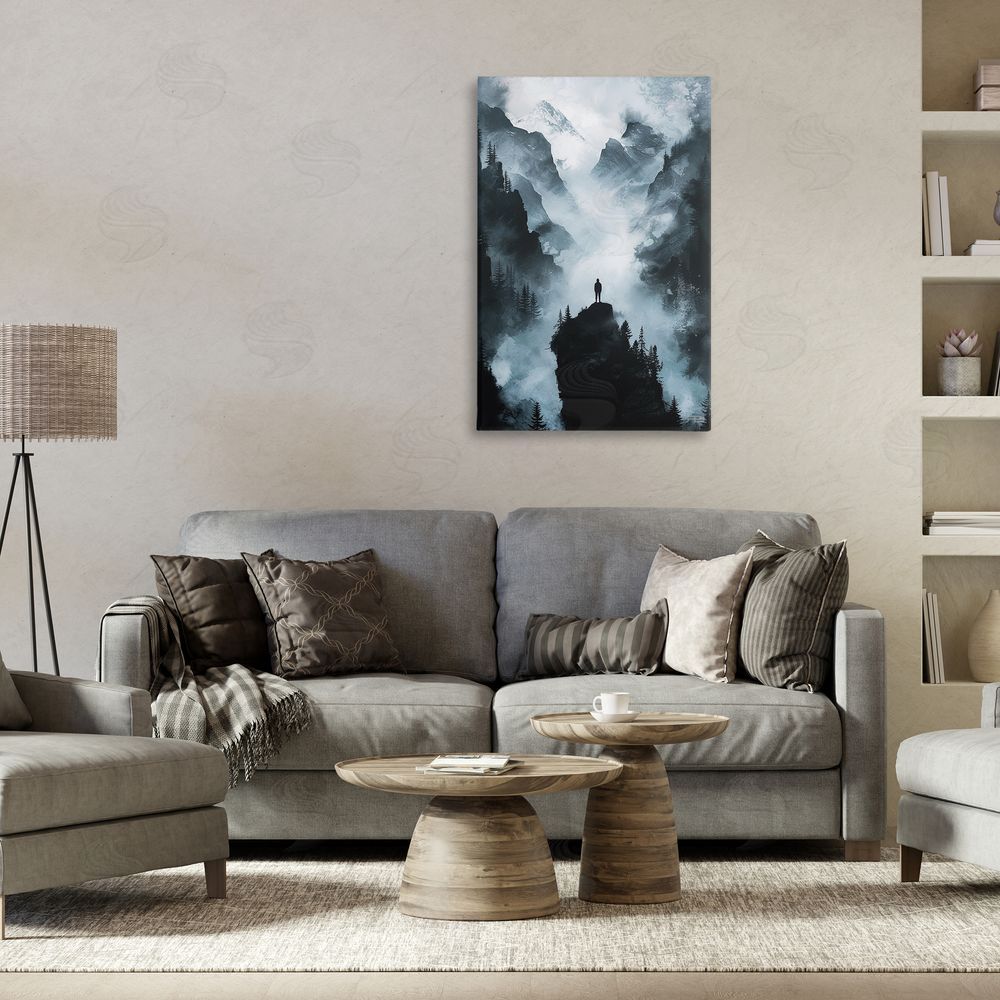 RB Man on Intense Cliff Canvas Wall Art Print in Room