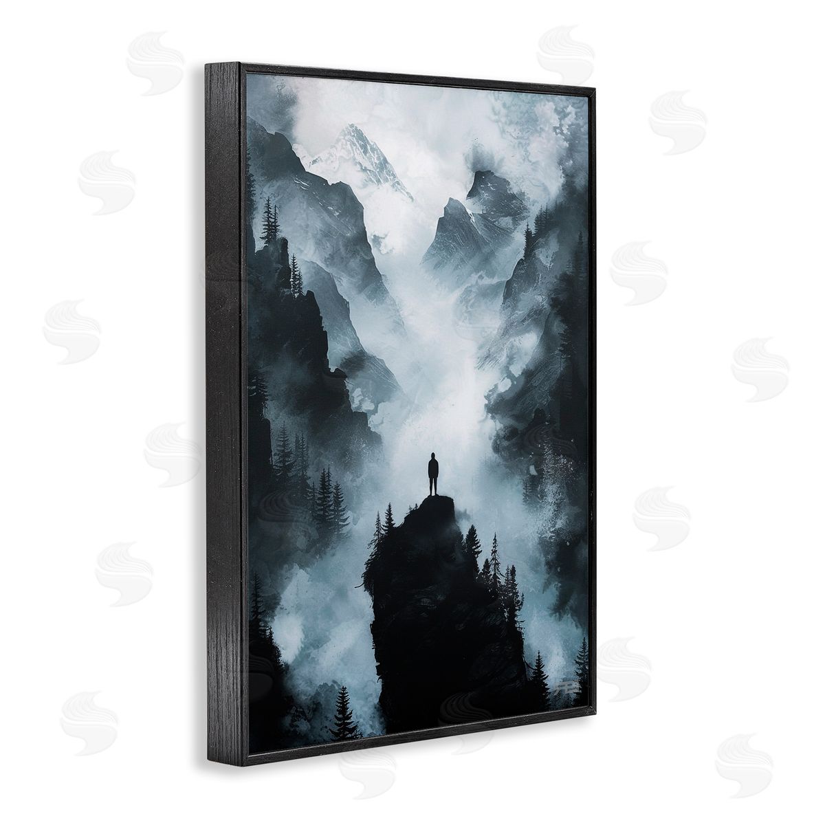 RB Man on Intense Cliff Black Framed Giclee Wall Art Print
