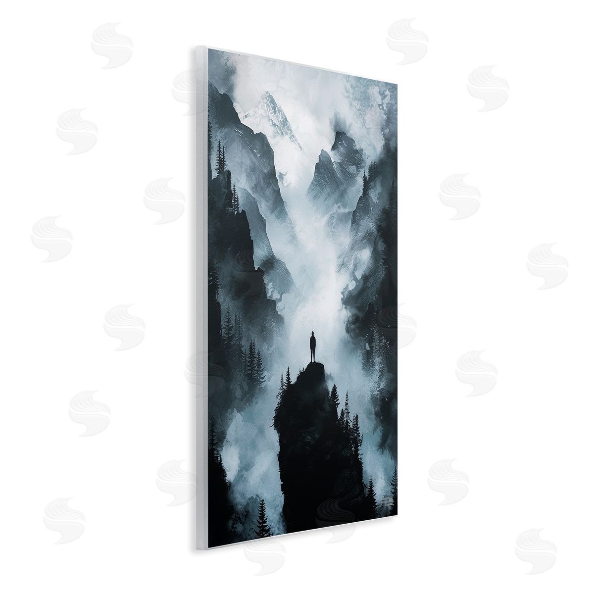 RB Man on Intense Cliff Wooden Wall Plaque Art Print