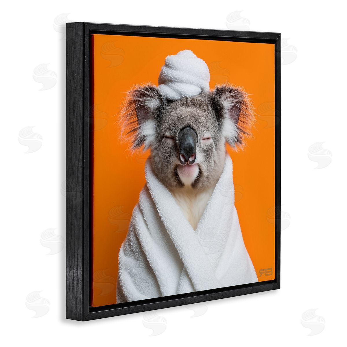 RB Relaxed Bathtime Koala Black Floating Frame Canvas Wall Art Print