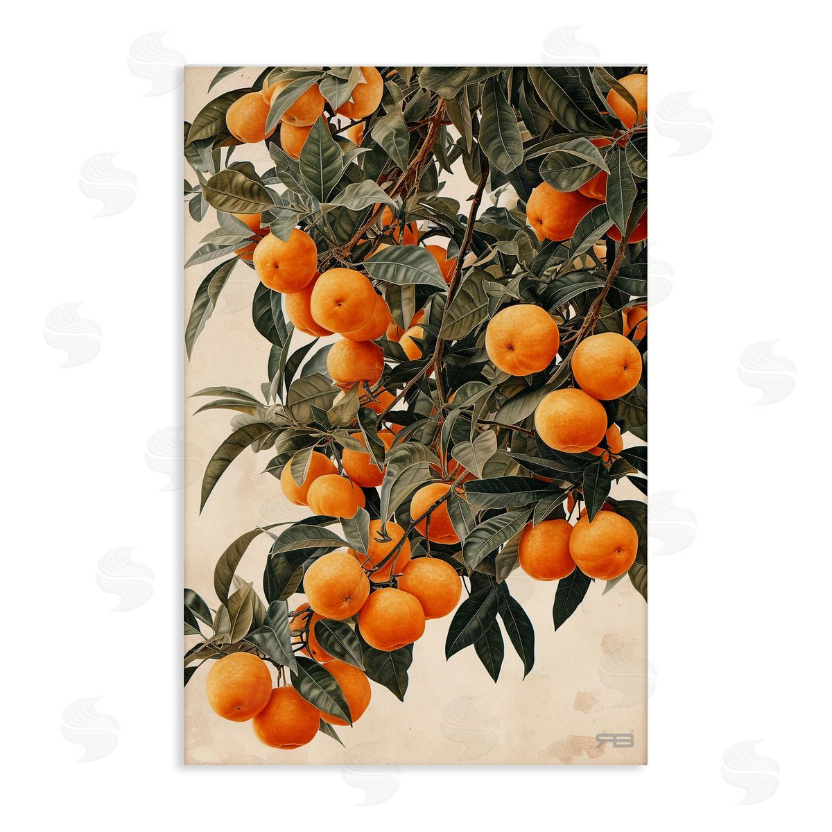 RB Vibrant Orange Tree Blooms Canvas Wall Art Print