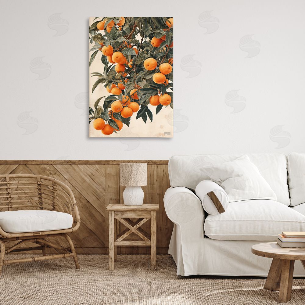RB Vibrant Orange Tree Blooms Canvas Wall Art Print in Room