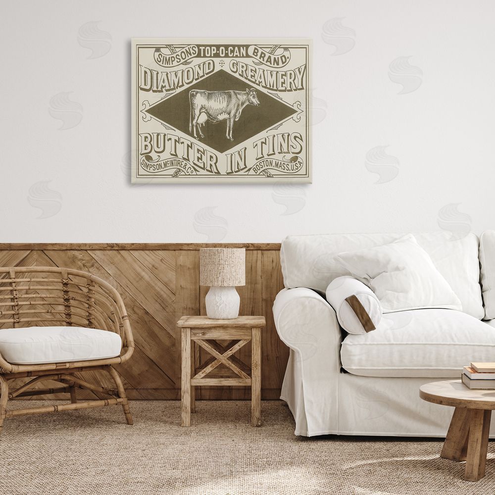 Stupell Studio Vintage Creamery Advertisement Canvas Wall Art Print in Room